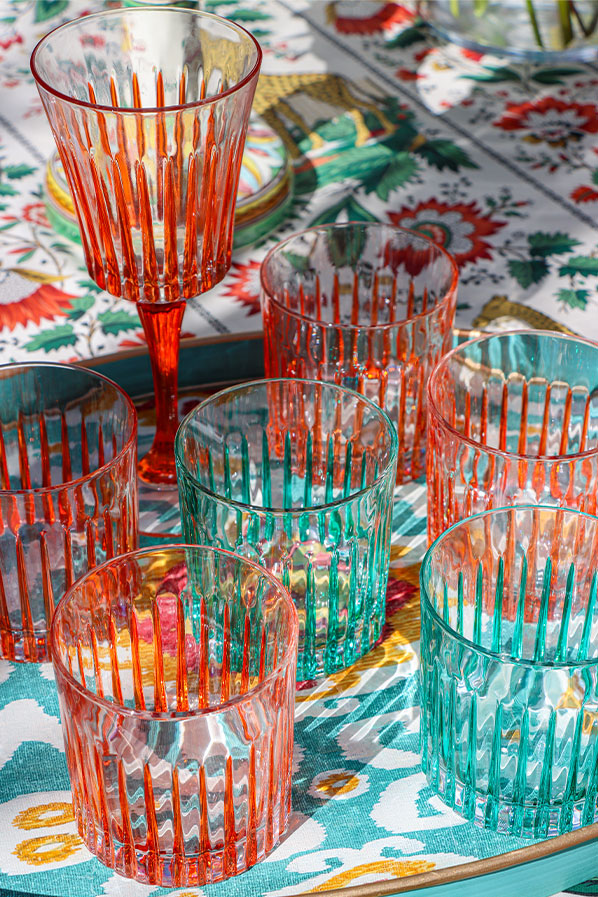 Vaso tallado rayas naranjas
