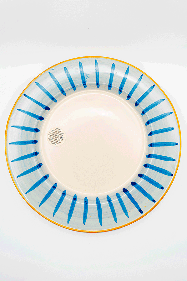 SET 4 PLATOS LLANOS RAYAS AZULES
