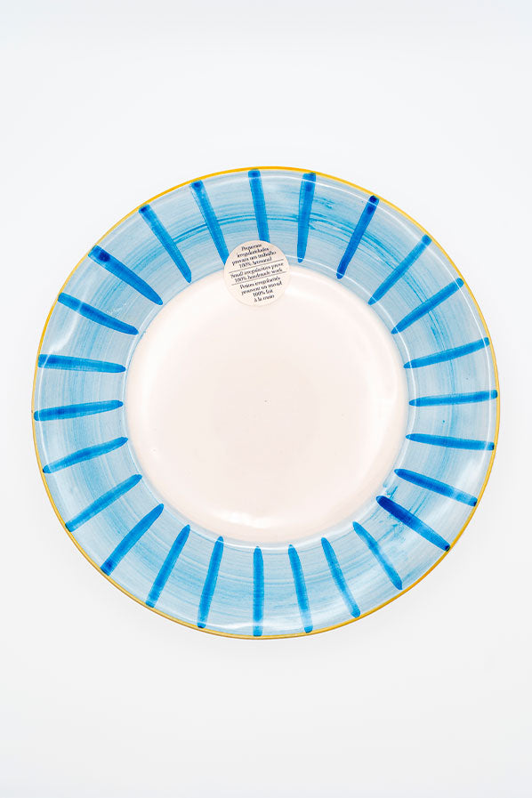 SET 4 PLATOS POSTRE RAYAS AZULES