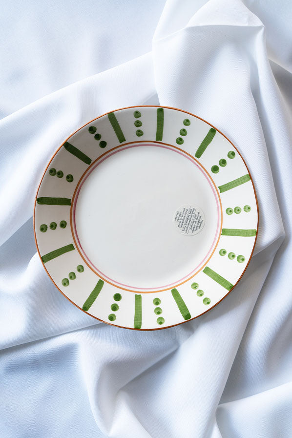 PLATO POSTRE RAYAS VERDES