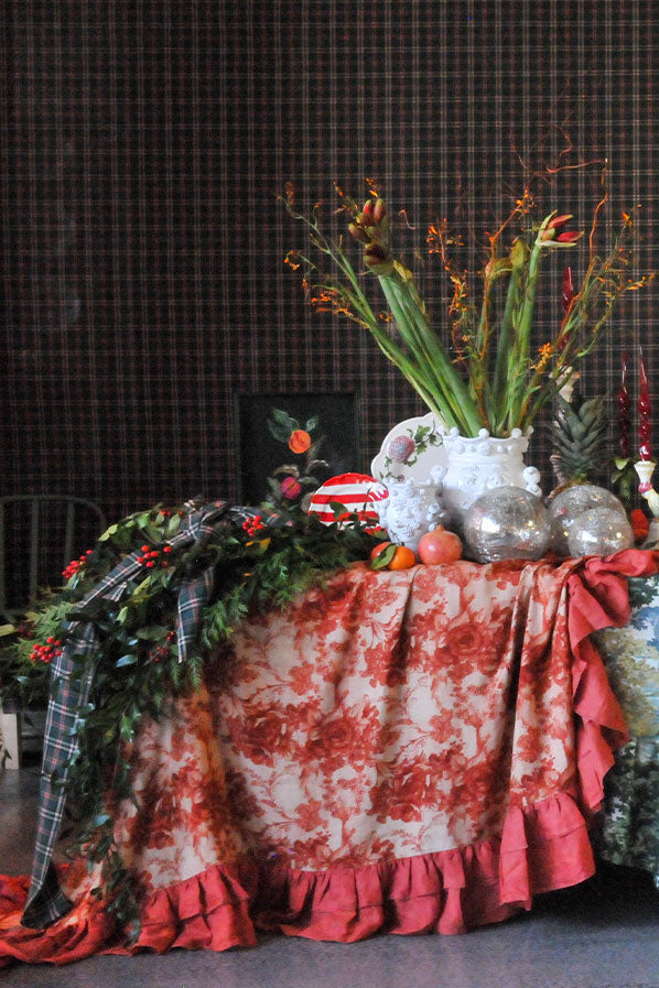 Mantel volantes rojo