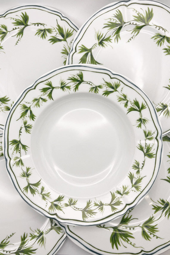 Set 4 platos hondos hojas verdes