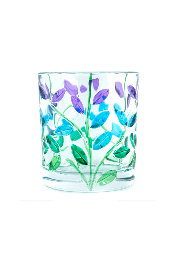 Vaso tallado hojas violetas