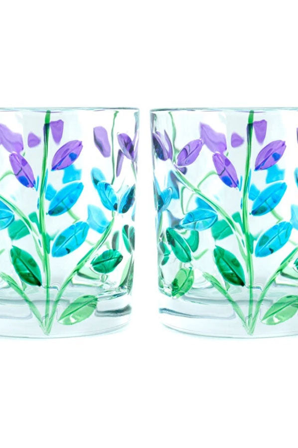 Vaso tallado hojas violetas